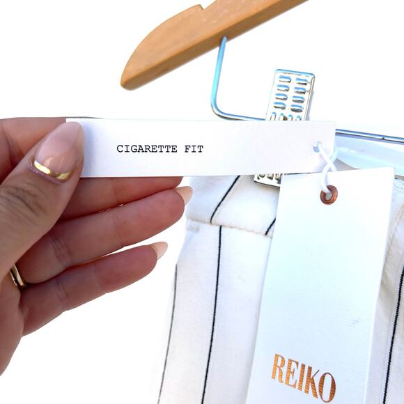 New Anthropologie Reiko Cigarette Fit Lizzy Fancy Pants White Striped 27 - Picture 7 of 11